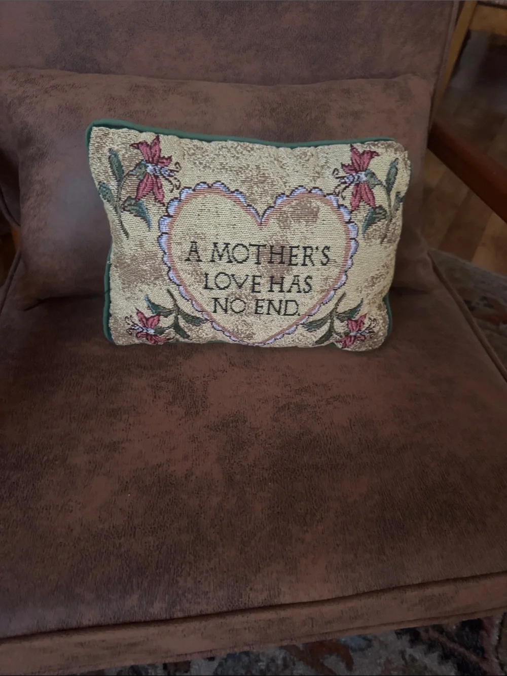 A Mother’s Love Has No End Tapestry Pillow 12” x 8” Floral Accent Throw Pillow